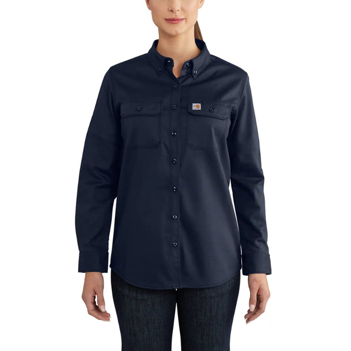 Carhartt Women's FR Rugged Flex Twill Shirt in Navy